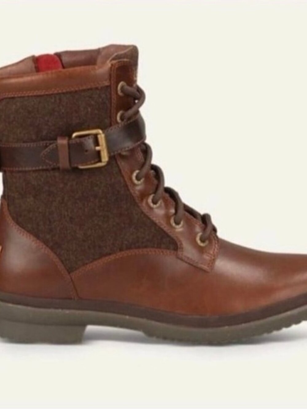 UGG Kesey Waterproof Brown Leather Combat Insulated Boots Womens 6 Lace Up